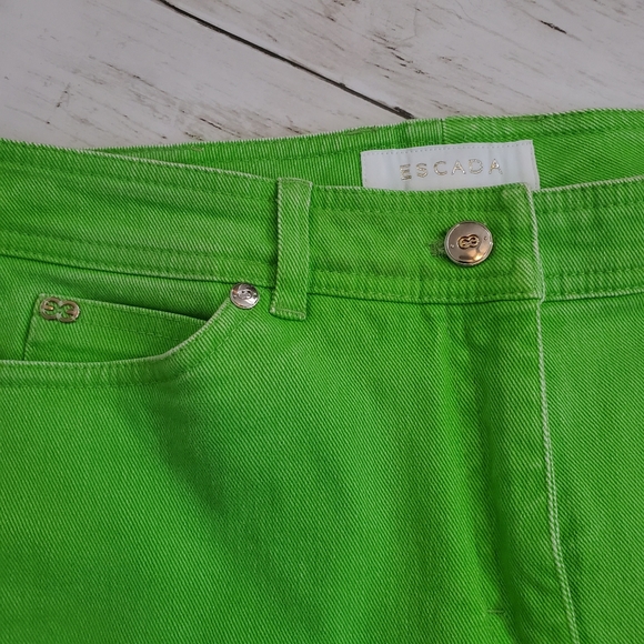Escada lime green capri cropped jean pants size 8 - Picture 3 of 8